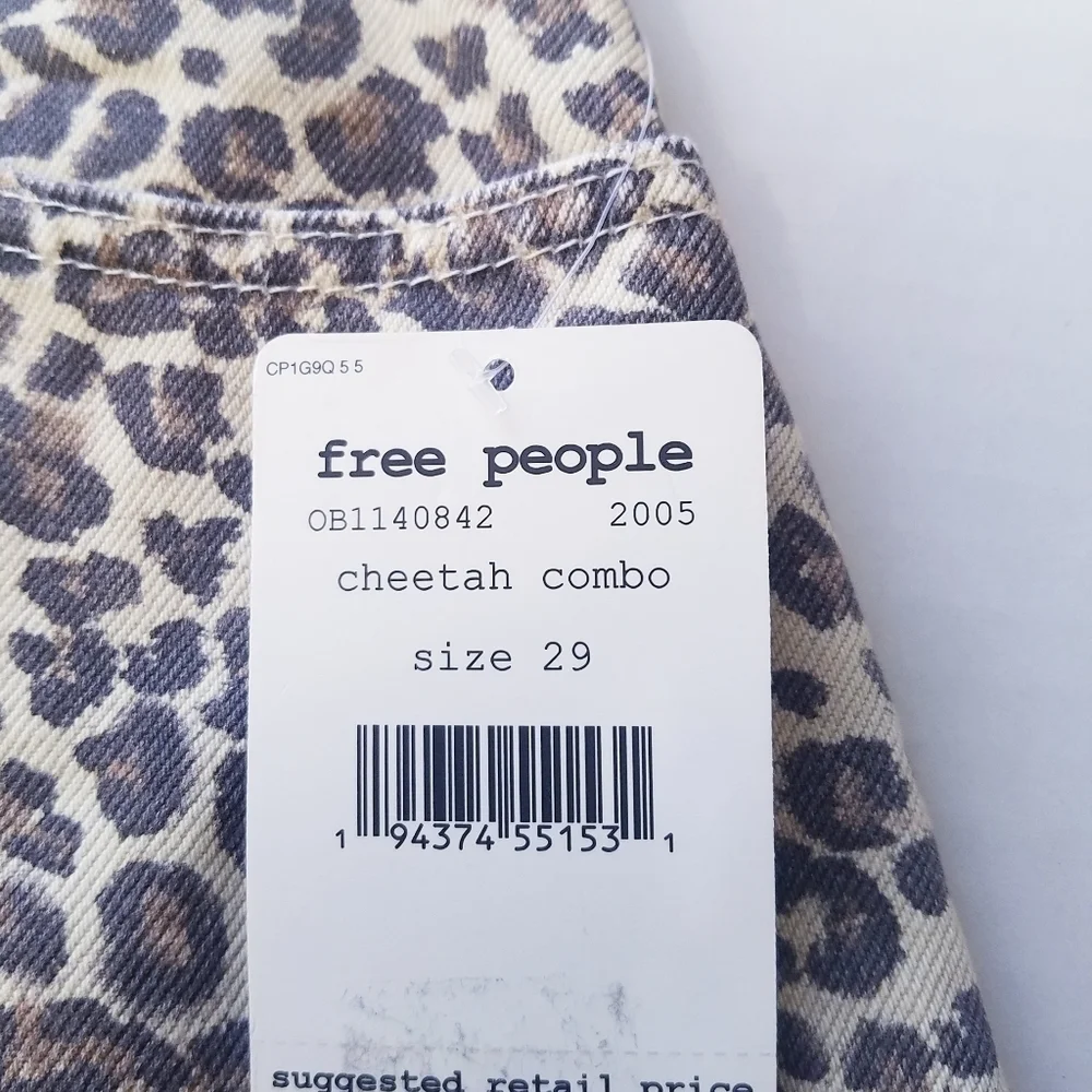 🌸 NEW Free People | Bailey Leopard‎ Print Denim Skirt 29
